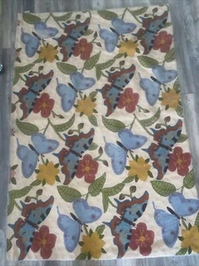 Wunderschöner Wollteppich Kaschmir Schmetterling Design mit Kettennähten 47 x 69 Zoll - Bild 1 von 14