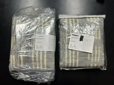 Par de paneles de cortina Pottery Barn Shibori Dot lino algodón gris 84x50 NUEVO $318 Foto 1 de 4