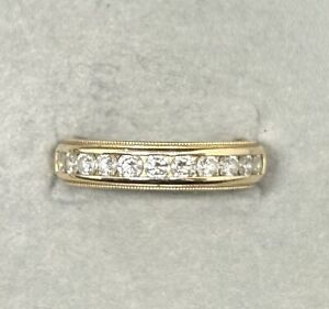 14K Yellow Gold Diamond Wedding Milgrain Band Ring ~.50ctw Sz7 4.85g DIANA