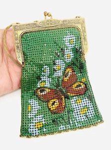 Rare Vintage Whiting & Davis For Pappagalla Shoes Enameled Butterfly Mesh Purse - Picture 1 of 13