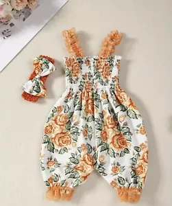 Orange & Green Floral Romper - NWT - Picture 1 of 5