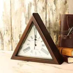 12'' Triangle Wooden Clock Roman Wooden Triangle Wall Clock Home Decor Gift - Picture 1 of 6