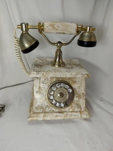 Vintage Marble Rotary Telephone Dial Phone - Picture 1 of 14
