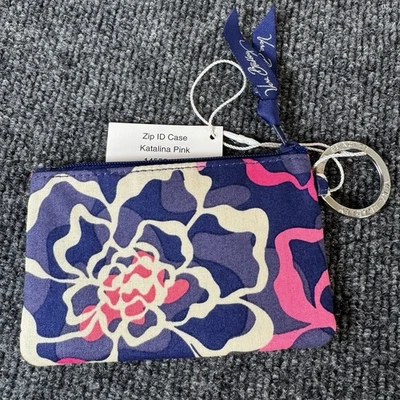 Porta-moedas Vera Bradley Katalina rosa com zíper clipe porta-moedas com chaveiro novo com etiquetas - Imagem 1 de 4
