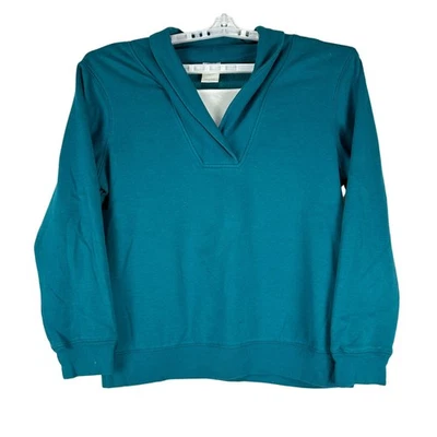 Blair Teal V-Neck Long Sleeve Pullover Sweatshirt Size L Cotton Blend - Image 1 of 4