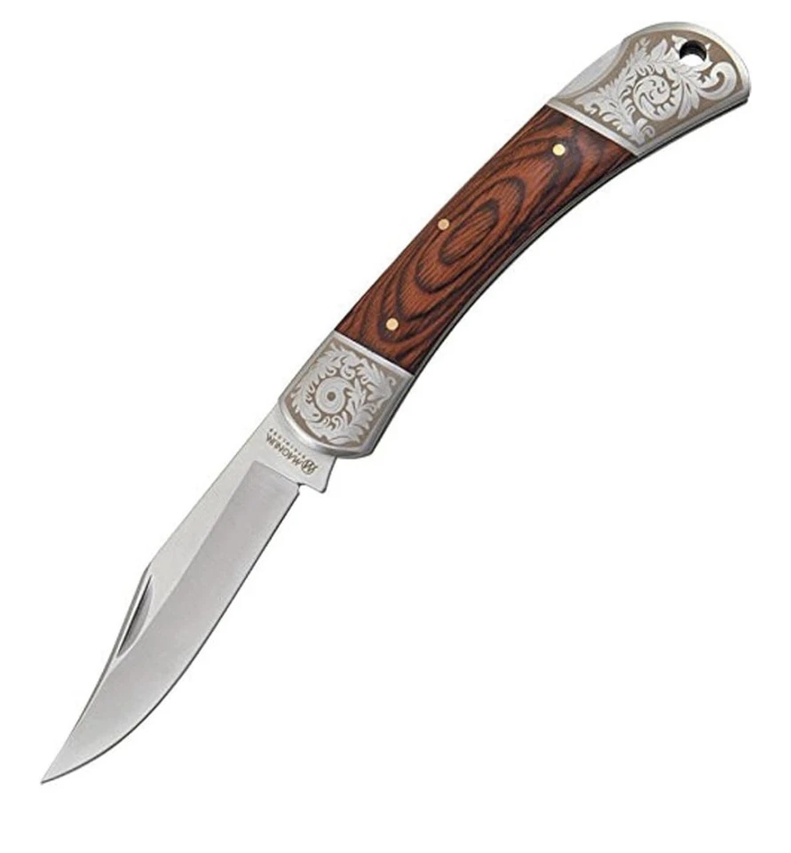 Boker Magnum Fancy Pakkawood 锁扣口袋刀 420SS 折叠猎人 01SC002 — 第 1/4 张图片