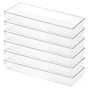 6 Stück Klar Schublade Organizer Tabletts Kunststoff Schublade Organizer Set 15 x 6 x 2... - Bild 1 von 8