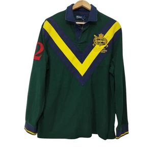 Vintage 90s Polo Ralph Lauren Varsity Patchwork Rugby Shirt Men's Sz 2XL - Picture 1 of 6