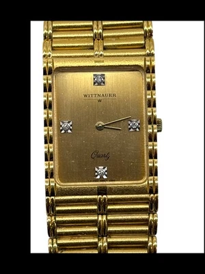 Wittnauer Quartz Watch 1980s Gold Tone Diamond Accents & Multi-Row Bracelet - Image 1 of 4