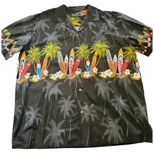 Vintage Favant Baumwolle Hawaiihemd schwarz Herren XXL Surfbretter Palmen - Bild 1 von 10