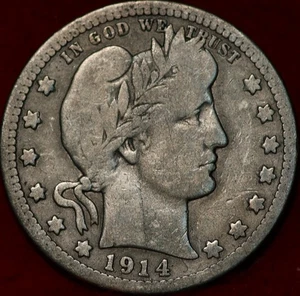 1914 Philadelphia Mint Silver Barber Quarter - Picture 1 of 2