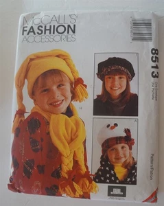 McCalls 8513 Kids Childrens Hats Scarves Scarf Sewing Pattern - Picture 1 of 2