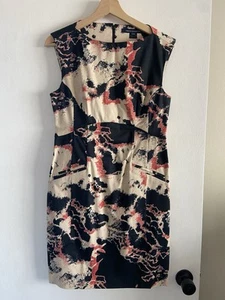 Women’s French Connection Sheath Dress Navy Pink Size 8 Cap Sleeves Knee Length - Picture 1 of 7