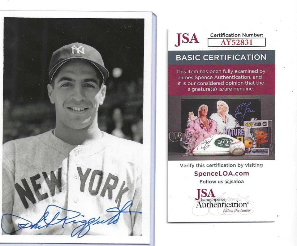 Phil Rizzuto New York Yankees Baseball Autographed Brace 4x6 Rookie Photo JSA CO - Image 1 of 1