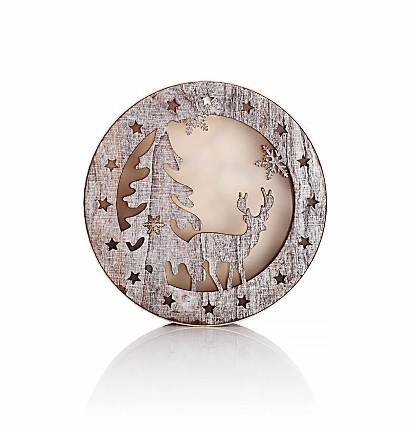 Holz Bild Holzbild Leuchtbild Sterne Hologramm Holz Weiß Shabby 3D Effekt Hirsch - Bild 1 von 1