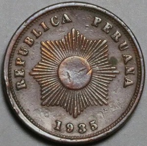 1935 Peru Dos 2 Centavos XF Radiant Sun Coin (24101604R) - Picture 1 of 2