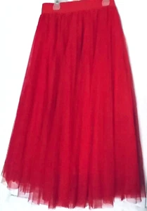 Pleated Skirt Women’s Red Medium Juniors 3 Layers Elastic Waist Petticoat Slip M - Picture 1 of 16