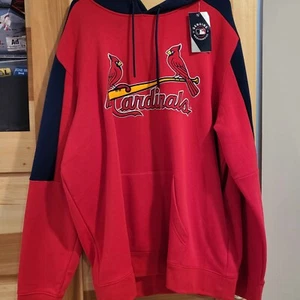 St Louis Cardinals Red/Navy Majestic MLB Merchandise Hoodie Sweater - Picture 1 of 3