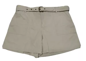 DKNY Jeans shorts Womens size 12 khaki belted cotton (Sho940Y) 4” Inseam - Picture 1 of 9