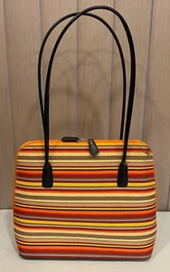 Multicolor Stripe Pattern Reinforced cloth Purse Handbag Bucket Bag Double Handl - Picture 1 of 15
