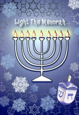 MILLBROOK Light The Menorah - Hanukah Greeting Card - 21805