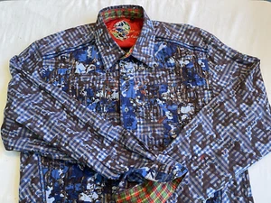 Robert Graham Blue Floral Camo Limited Edition Embroidered Shirt Men's L - Picture 1 of 7