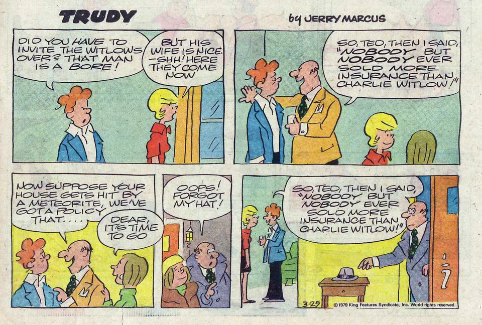 Trudy by Jerry Marcus - lot of 35 half-tab color Sunday comic pages from 1979 - image 1 of 1