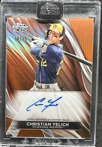 Christian Yelich 2024 Topps Chrome Black Orange Refractor Auto /25 #CBA-CY - Picture 1 of 2