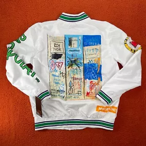 MEMBERS ONLY Mens MEDIUM Jean Michel Basquiat Thor Superman Aviator Windbreaker - Picture 1 of 7