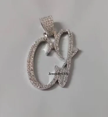 Elegante colgante personalizado de 2 iniciales de diamantes cultivados en laboratorio certificado plata 925 de regalo para hombre Foto 1 de 4