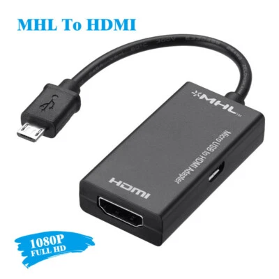 1080P Full HD Micro USB to HDMI HD TV AV TV Converter Adapter MHL Cable P&P - Image 1 of 4