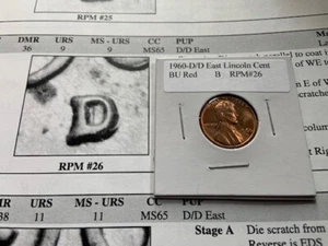 1960-D D/D East Lincoln Cent RPM BU Red RPM #26 - Picture 1 of 1