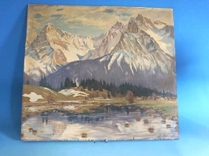 Painting Albert Kneissler landscape mountains probably Wetterstein Mountains (f025-875) - Picture 1 of 7