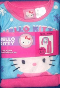 Hello Kitty Pajamas 4-5 XS Girls New 2 Piece Fannel Sleepwear pink - Picture 1 of 1