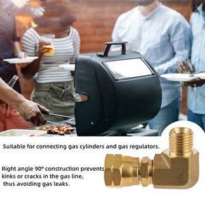 1Pc LPG Brass Connection Angle 90 Degree 1/4" Left-hand Thread BBQ Gas Heater - Picture 1 of 6