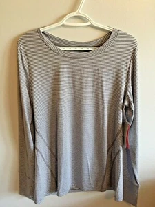Exertek Women’s Long sleeve T-shirt Black and White Striped Size Large ** NWT** - Picture 1 of 5