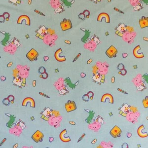 Cotton Digital Print Design Fabric Material - PEPPA PIG DR PEPPA - Picture 1 of 2