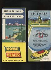 C. 1949 British Columbia Map & Map of Victoria Sylvester Rent-A-Car & Protexal 