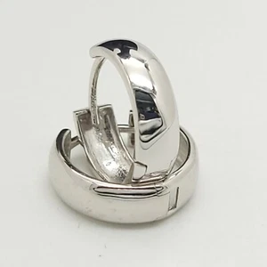 New EHC 14k 585 White Gold Small 14' mm Huggie Hoop Earrings - Picture 1 of 9