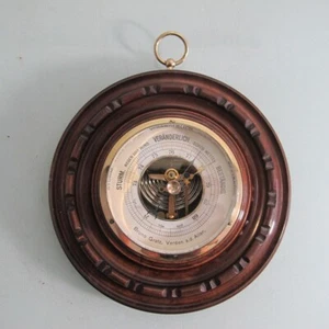Barómetro Art Nouveau Madera Latón Coleccionista Decoración Pared 18 cm (D3) - Imagen 1 de 4