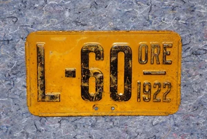 Placa de matrícula Oregon MOTOCYCLE 1922 pintura original doble cara - Imagen 1 de 7
