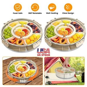 2PCS Divided Food Serving Tray With Lid Snack Platters Snack Container Organizer - Picture 1 of 17