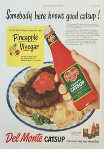 Anuncio vintage Del Monte Catsup 1950 Alguien aquí sabe bien catsup - Imagen 1 de 1