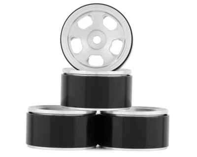 Yeah Racing WL-0144SV SCX24 1.0" Aluminum 5 Spoke Beadlock Wheels (Silver) 4 - Image 1 of 4