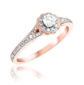 2.30 CT Round Cut Lab Created Diamond Women Engagement Ring 14K Rose Gold Over - Picture 1 of 4