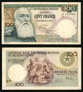 1955 Belgian Congo Ruanda-Urundi Central Bank One Hundred Francs Banknote P# 33a - Picture 1 of 3