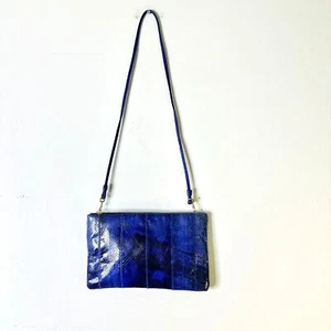 Borsa a tracolla TJW by MERVYN'S vintage blu pelle di serpente classica Y2K retrò nuova senza etichette - Foto 1 di 7