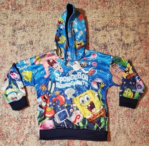 Nickelodeon SpongeBob SquarePants Kids Hooded Pullover Windbreaker-Youth 6-GUC - Picture 1 of 8
