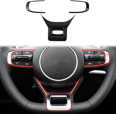 Carbon Fiber Style Interior Steering Wheel Cover Trim for KIA K5 2021-2024 - Image 1 of 4