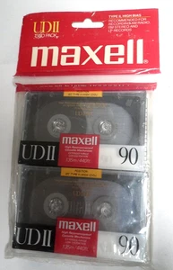 2 Pack - Maxell UDII 90 High Bias Blank Audio Cassette Tapes OLD STOCK NEW - Picture 1 of 2